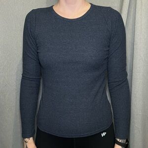 Old Navy Women's Charcoal Blue Long Sleeve Top
